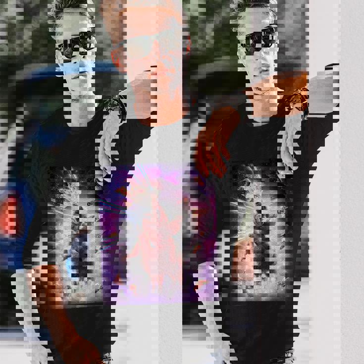 Laser Eyespace Cat ナマケモノ ラマ レインボー 長袖Tシャツ 彼への贈り物