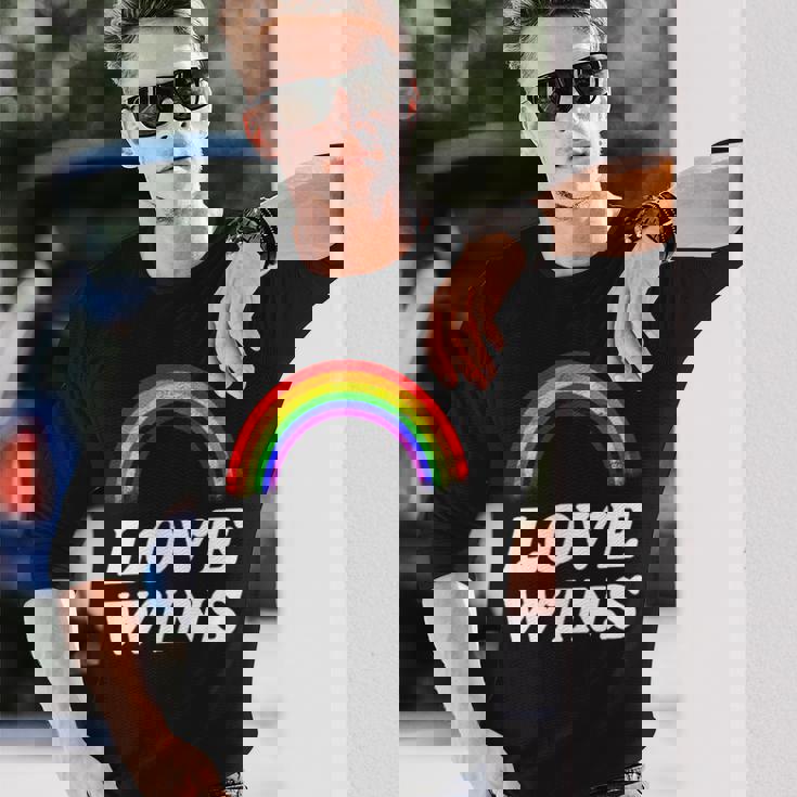 Lgbt フラッグ プライド ポケット レインボー Love Wins パーティー レインボー 長袖Tシャツ 彼への贈り物