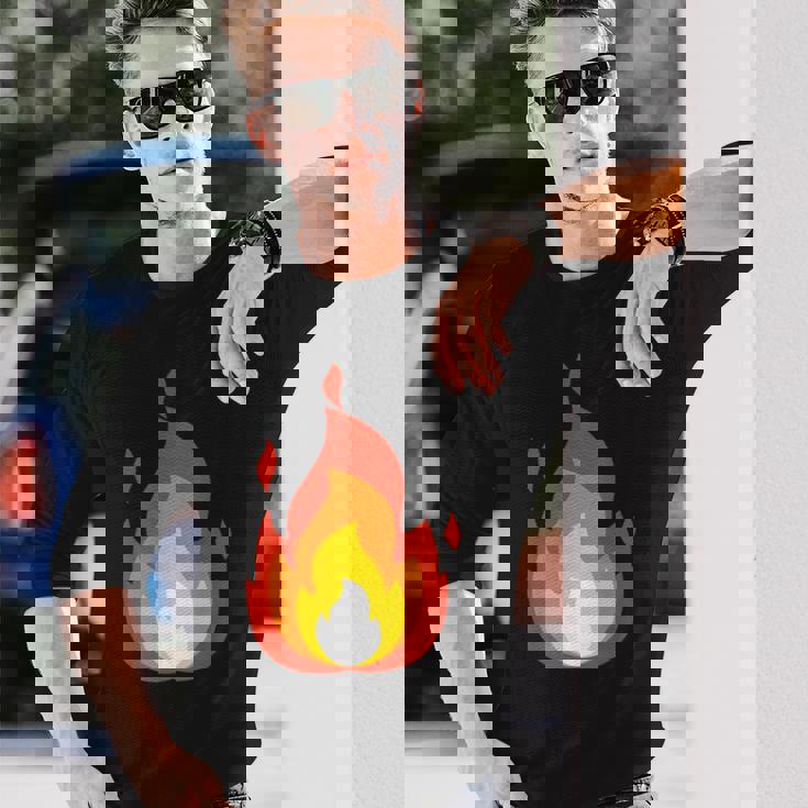 Lit Fire Flame ホットバーニングビーチパーティー 長袖Tシャツ 彼への贈り物