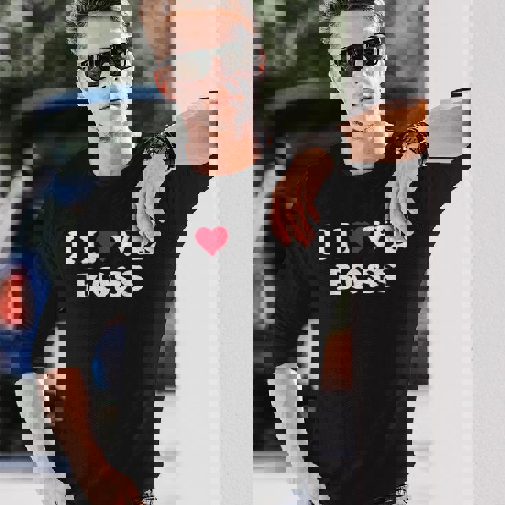 I Love Boss マッチング ガールフレンド&ボーイフレンド ボス名 長袖Tシャツ 彼への贈り物