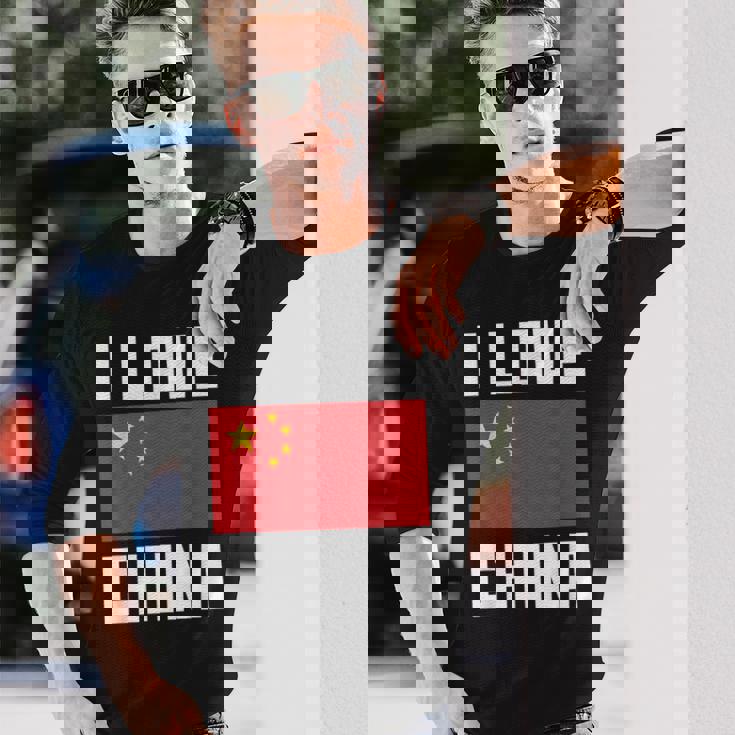 I Love China I Heart China 家族旅行 中国国旗 長袖Tシャツ 彼への贈り物