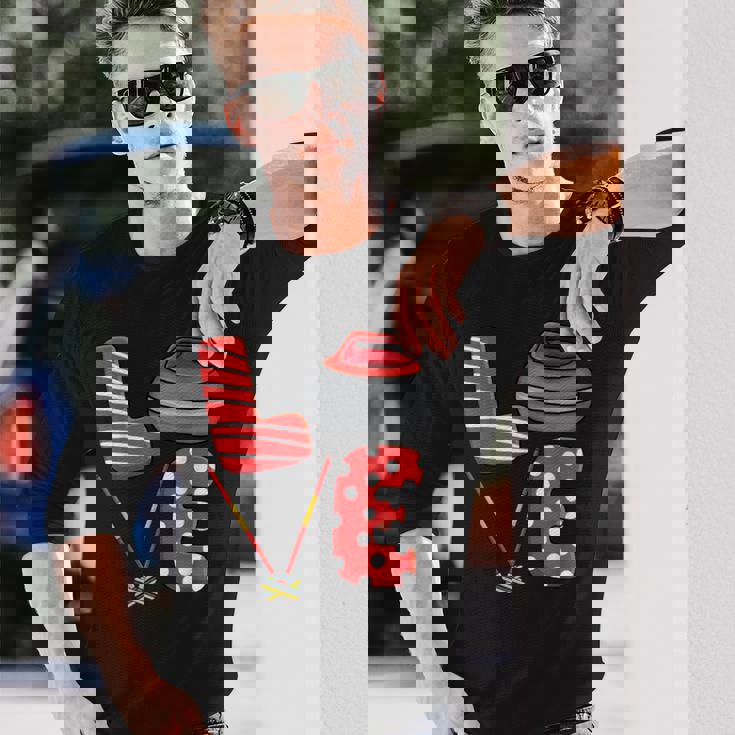 Love Curling ほうき スクワッド カーラー カーリング バレンタインデー 長袖Tシャツ 彼への贈り物