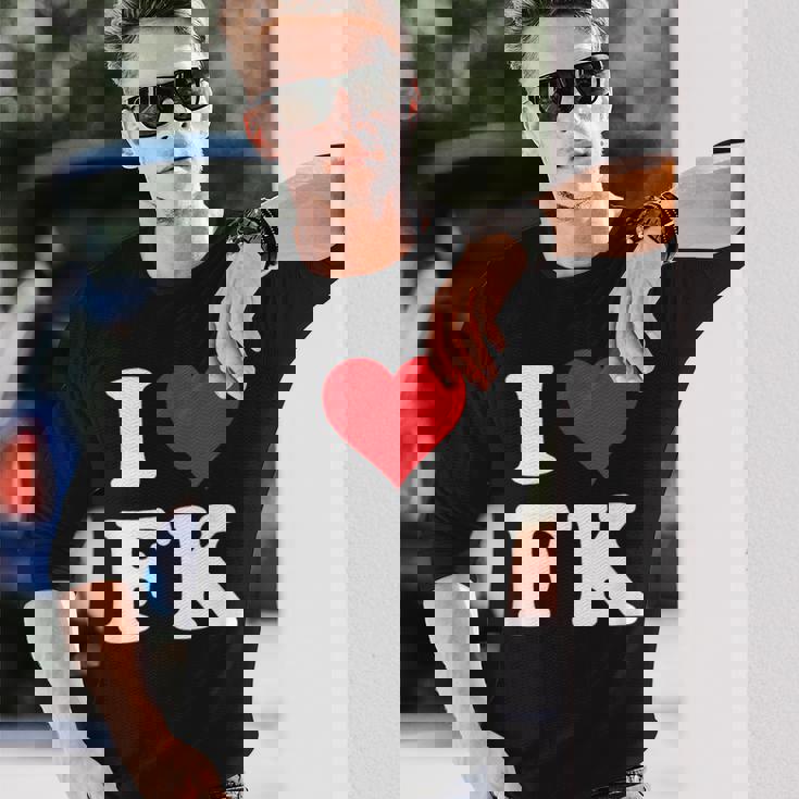I Love Fk Initials I Heart FK First Last Name F K 長袖Tシャツ 彼への贈り物