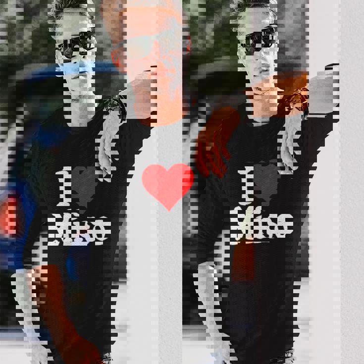 I Love Heart Miso 発酵大豆ペースト ミソスープ 長袖Tシャツ 彼への贈り物