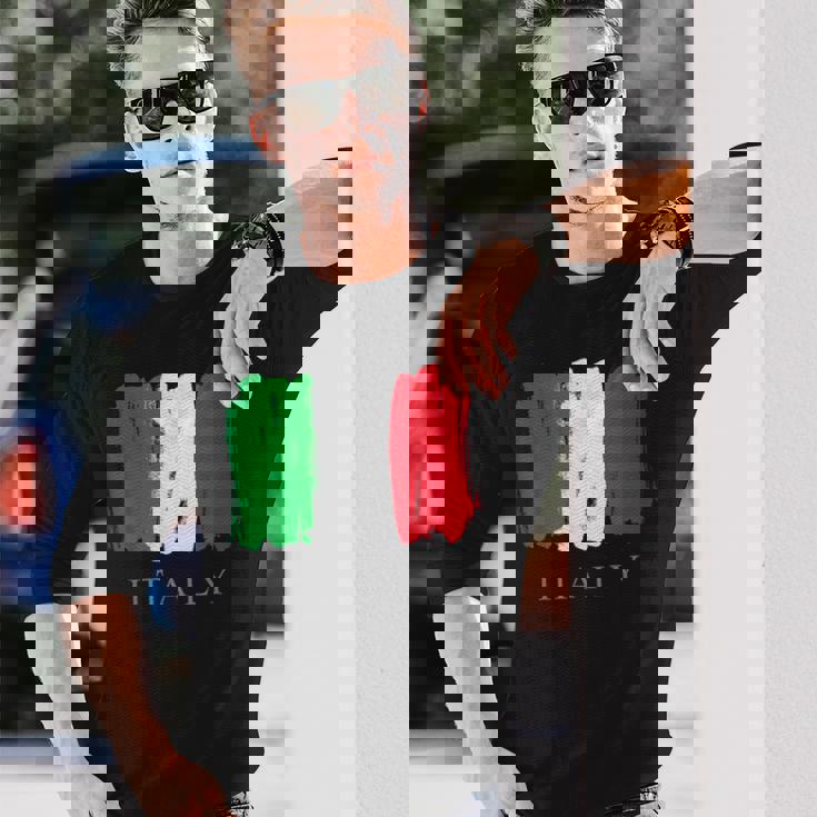 I Love Italy 、クールでキュートなイタリア国旗グラフィックデザイン 長袖Tシャツ 彼への贈り物