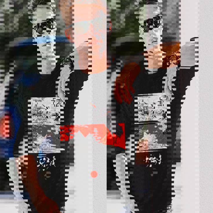 I Love Japan Culture Enjoy Cool Japan Red-Crowned Crane 長袖Tシャツ 彼への贈り物