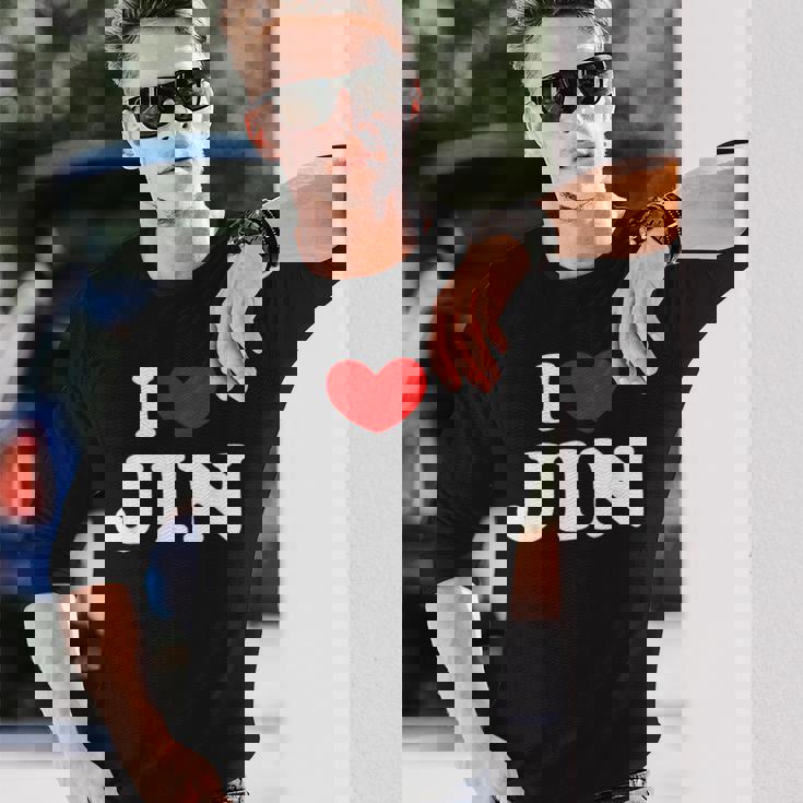 I Love Jin 私は愛する Jin 長袖Tシャツ 彼への贈り物