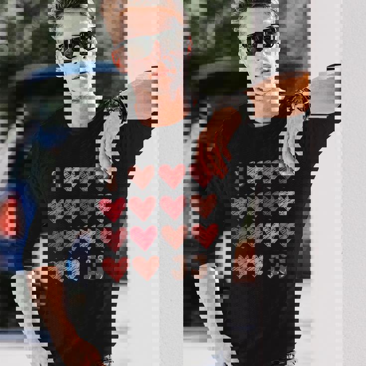 I Love Jj シャツ ハート グルービー パーソナライズ Jj 長袖Tシャツ 彼への贈り物