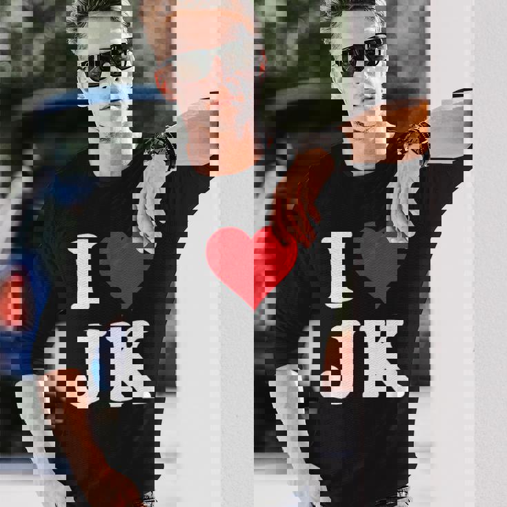 I Love Jk Initials I Heart JK First Last Name J K 長袖Tシャツ 彼への贈り物