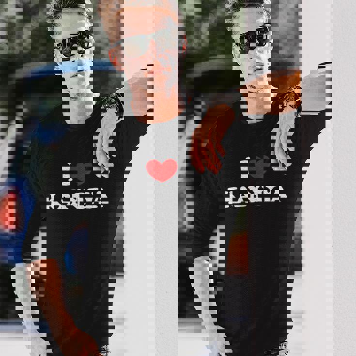 I Love Kaniya 私は愛する Kaniya 長袖Tシャツ 彼への贈り物