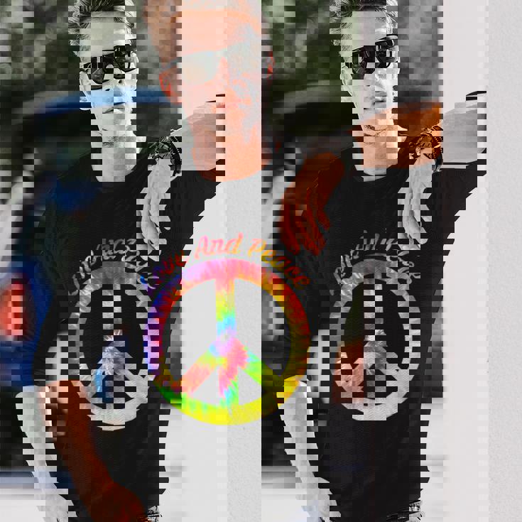 Love Peace 60年代70年代ヒッピーコスチューム Love Peace 長袖Tシャツ 彼への贈り物