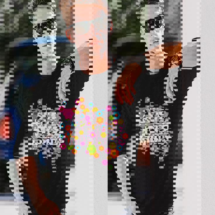 Love Peace Happiness 60年代70年代ヒッピーフラワーパワー 長袖Tシャツ 彼への贈り物