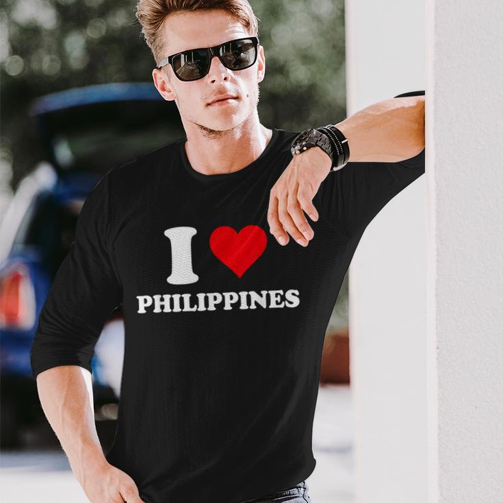 I Love Philippines Coeur Cadeau Philippin Philippine T-shirt à manches longues Cadeaux pour lui
