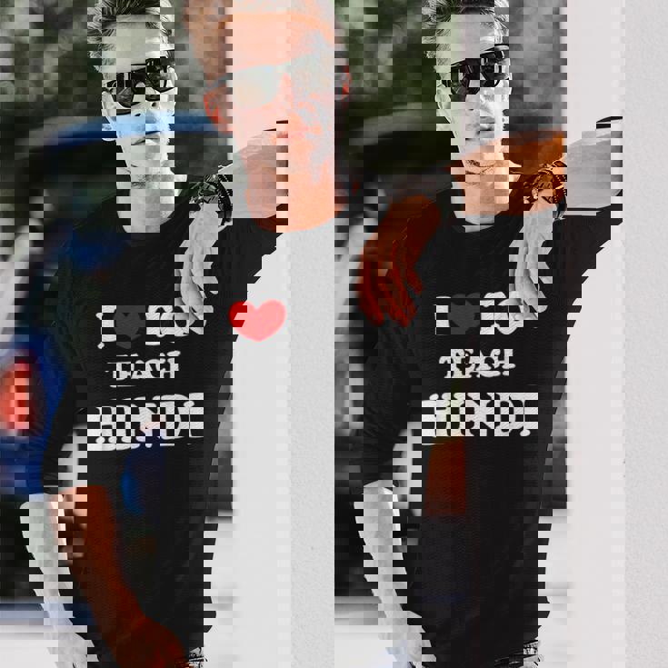 I Love To Teach ヒンディー語、ヒンディー教師 長袖Tシャツ 彼への贈り物