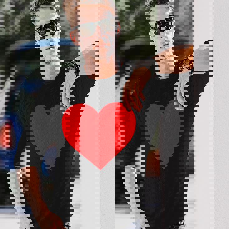 I Love You レッドハート バレンタインデー 絵文字 長袖Tシャツ 彼への贈り物