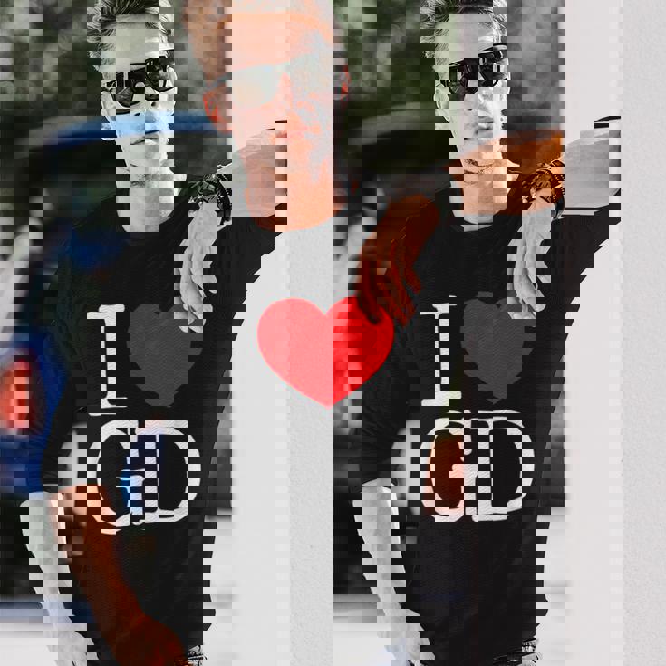 I Love ハート Gd 長袖Tシャツ 彼への贈り物