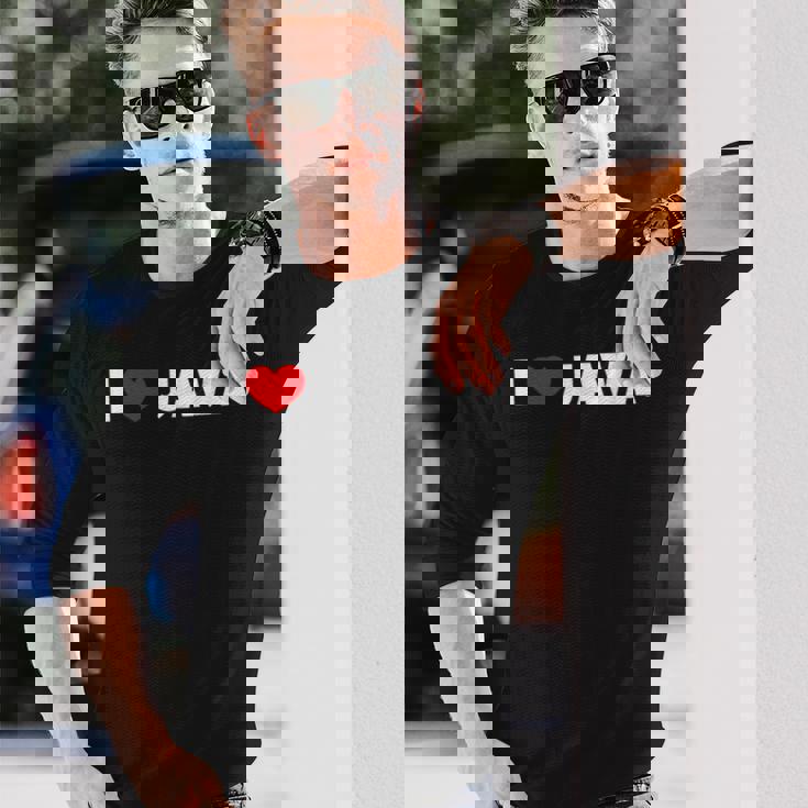 I Love ハート Java 長袖Tシャツ 彼への贈り物