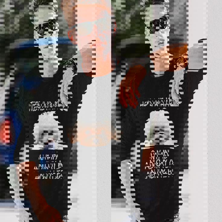 Maltese Dog Is On My Mind 面白い子犬オーナーデザイン 長袖Tシャツ 彼への贈り物