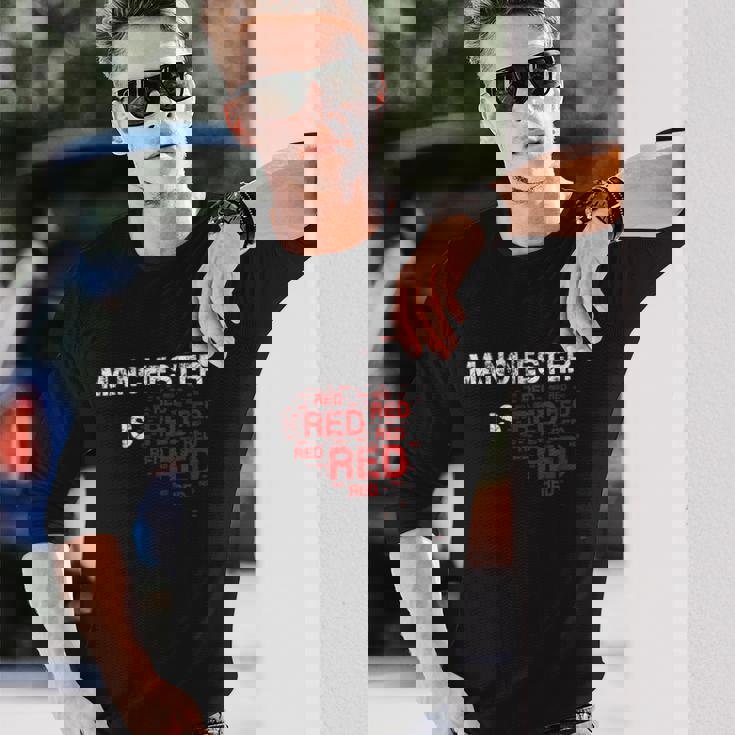 Manchester Is Red ファニー ユナイテッド フットボール サポーター 長袖Tシャツ 彼への贈り物