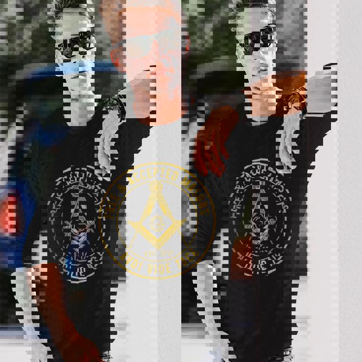 Mason Freemason フリーメイソン シンボル スクエア&コンパス シュライナー 長袖Tシャツ 彼への贈り物