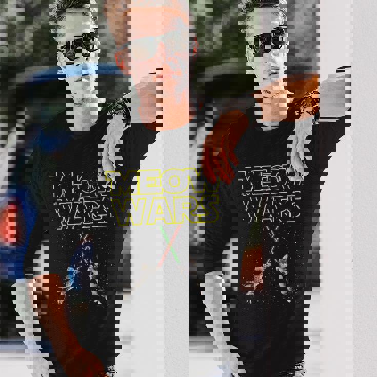 Meow Wars 猫シャツ 猫好きへの面白いギフト 長袖Tシャツ 彼への贈り物