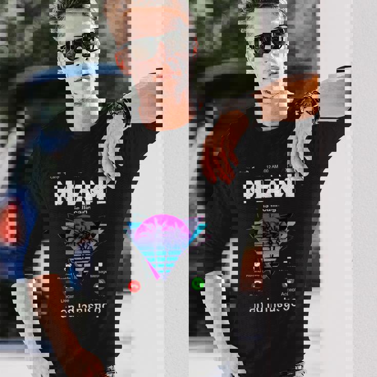 Miami Is Calling & I Must Go Illustration Graphic s 長袖Tシャツ 彼への贈り物