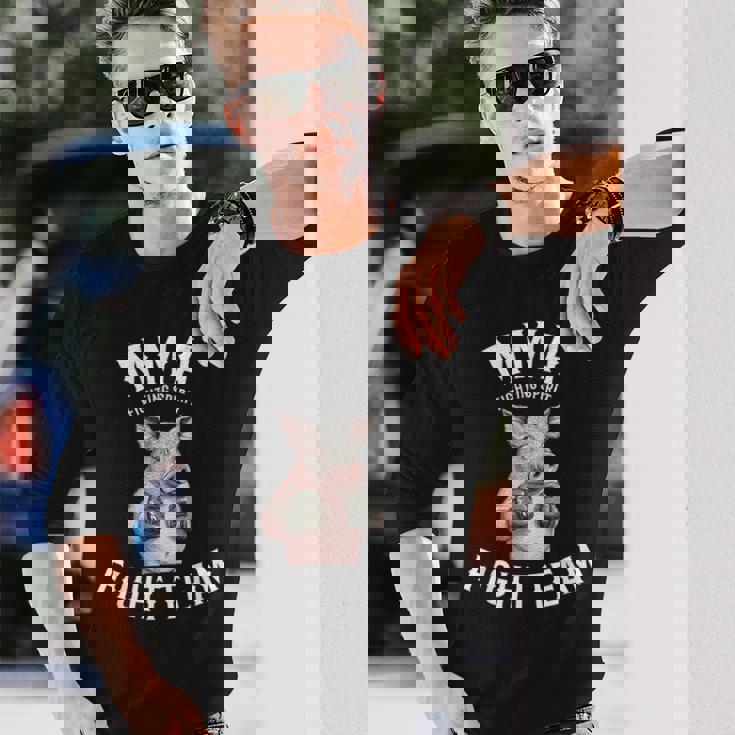 Mmaファイトチーム 面白い総合格闘技の豚 長袖Tシャツ 彼への贈り物