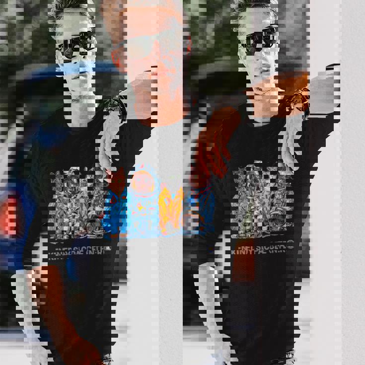 Nasa宇宙飛行士宇宙-猫の飛行服は両側で涼しい 長袖Tシャツ 彼への贈り物