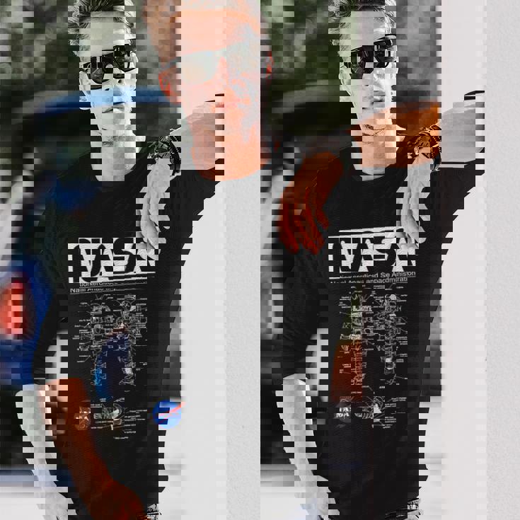 Nasa宇宙飛行士服の概略図 長袖Tシャツ 彼への贈り物