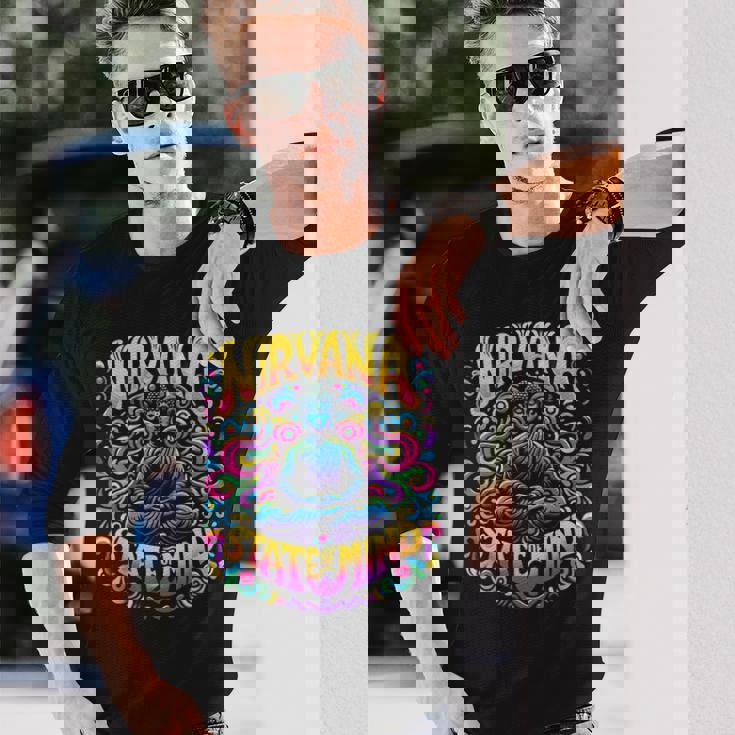 Nirvanatate Of Mind 瞑想 面白いグラフィックtシャツ 長袖Tシャツ 彼への贈り物