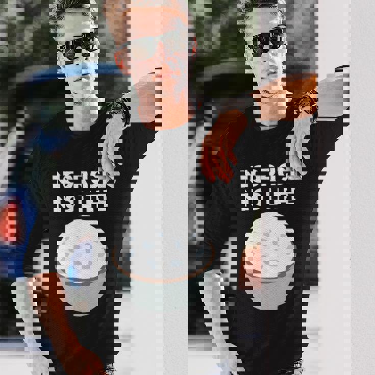 No Rice No Life おかしいご飯、アジア料理 長袖Tシャツ 彼への贈り物