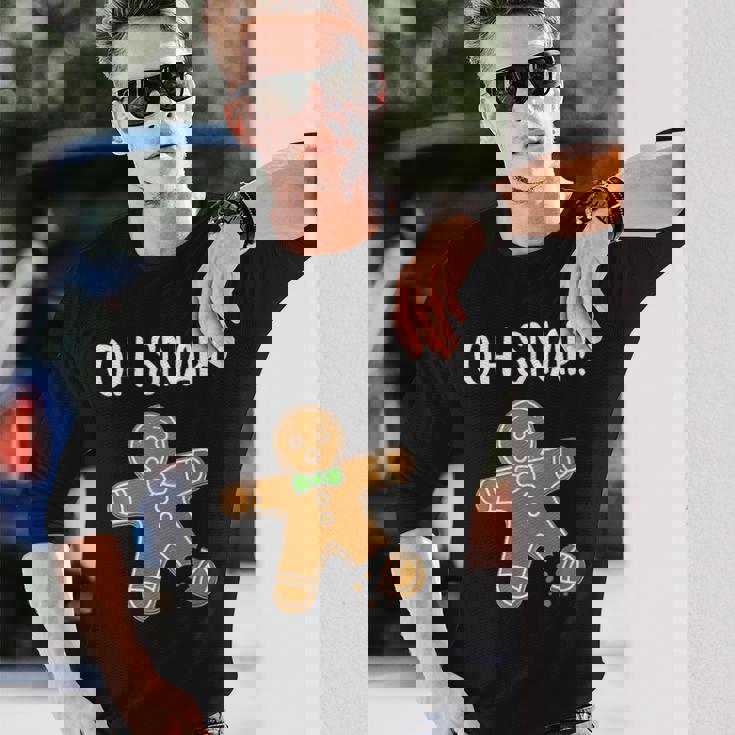 Ohnap ジンジャーブレッドマン クッキー 骨折脚 面白い 長袖Tシャツ 彼への贈り物