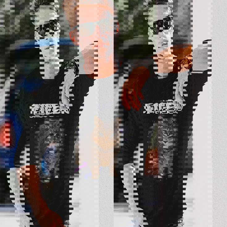 Oiiaoiia 猫 スピニング 猫 ミーム ファニー トレンディ キャット ミーム 長袖Tシャツ 彼への贈り物