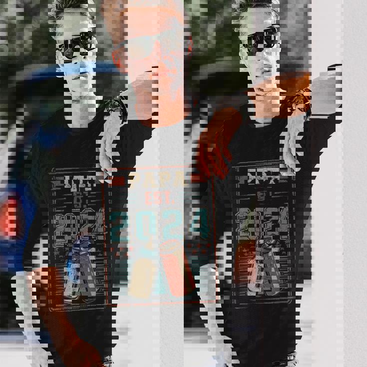 Papa Est 2024 初めてのパパ 父の日 新しい父親の父性 長袖Tシャツ 彼への贈り物