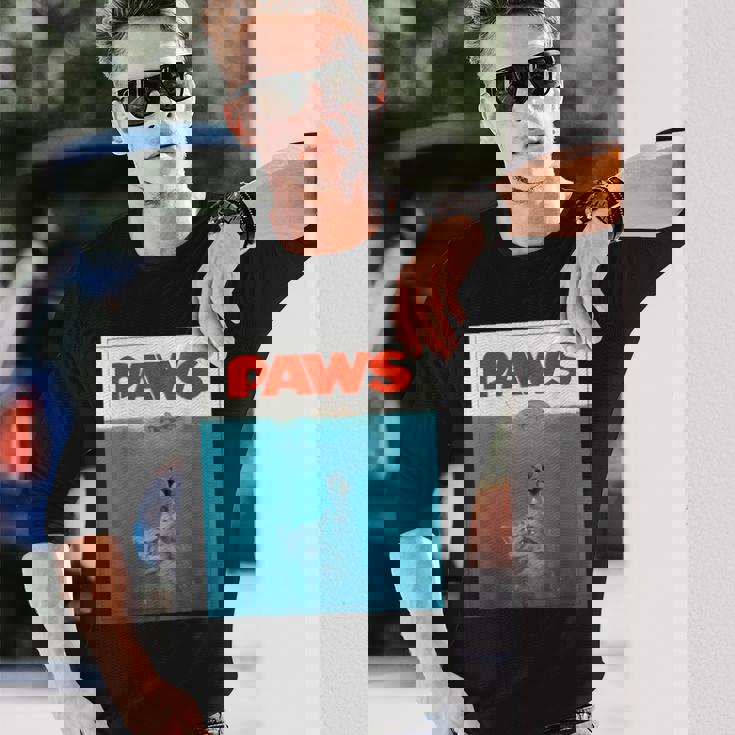 Paws Cat ファニーtシャツ、子猫映画ポスターパロディ 長袖Tシャツ 彼への贈り物