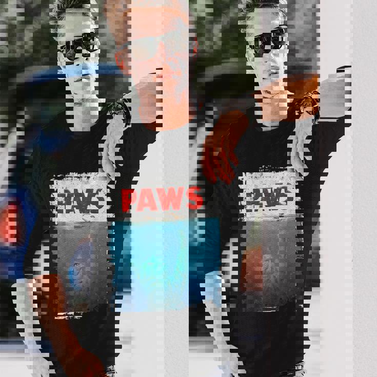 Paws 猫 子猫 ニャーパロディー おもしろ猫好き 長袖Tシャツ 彼への贈り物