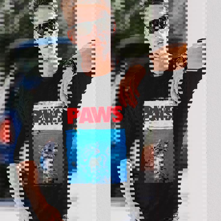 Paws 猫とネズミ トップス かわいい 面白い猫好きのパロディトップ 長袖Tシャツ 彼への贈り物