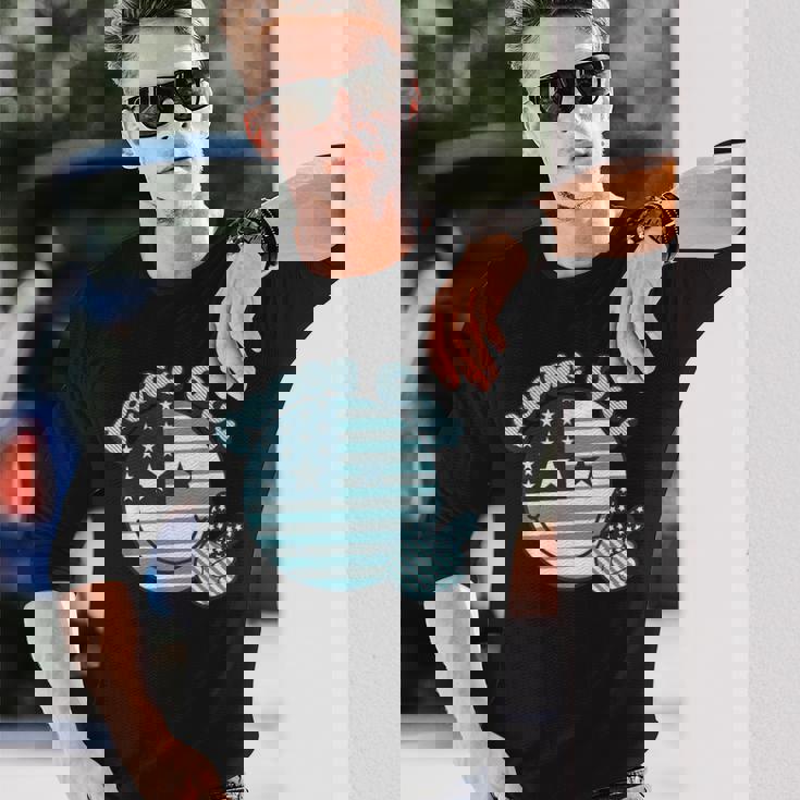 Peace Out 星条旗 ピースサイン 男女 色あせ 長袖Tシャツ 彼への贈り物