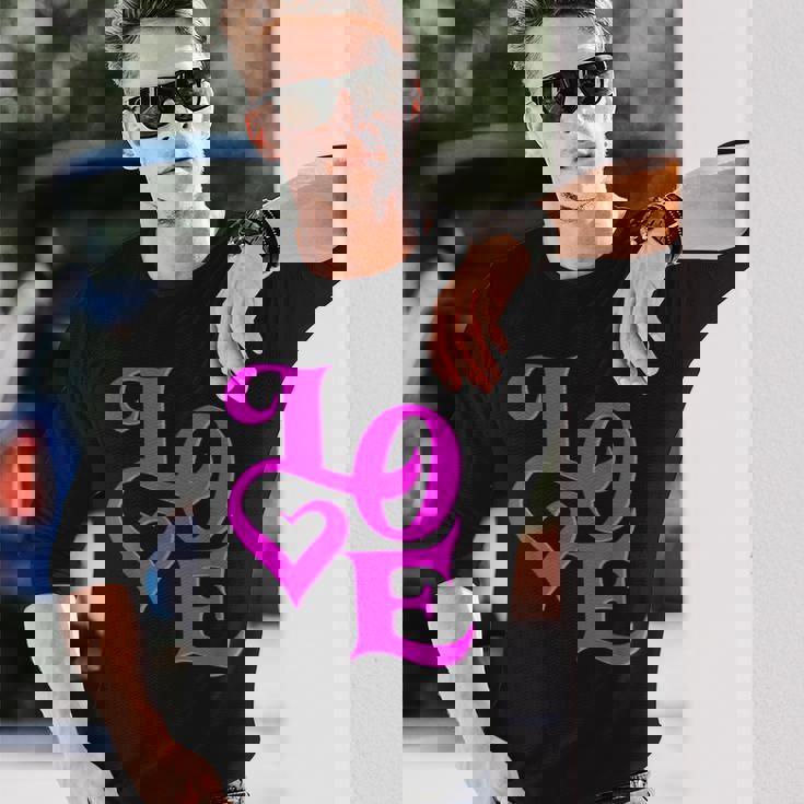 Pink Love ピンクカラーグラフィック 長袖Tシャツ 彼への贈り物