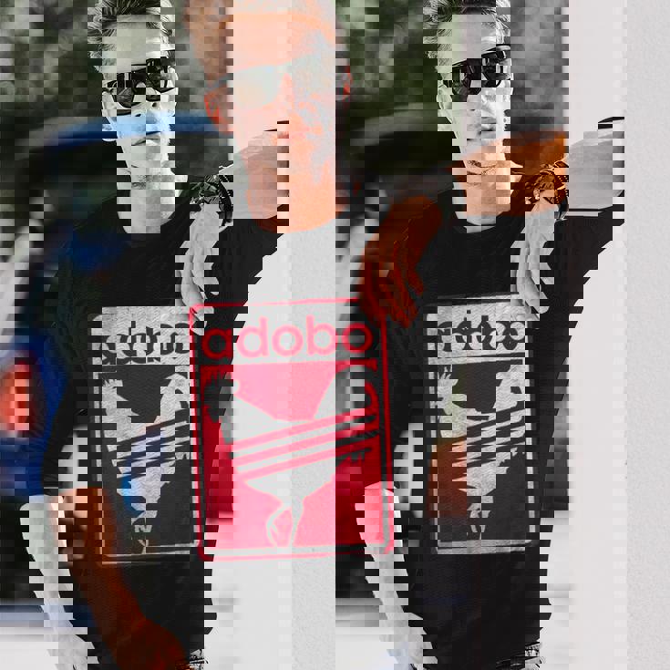 Pinoy シャツ ダメージ加工 チキン Adobo フィリピンシャツ 長袖Tシャツ 彼への贈り物