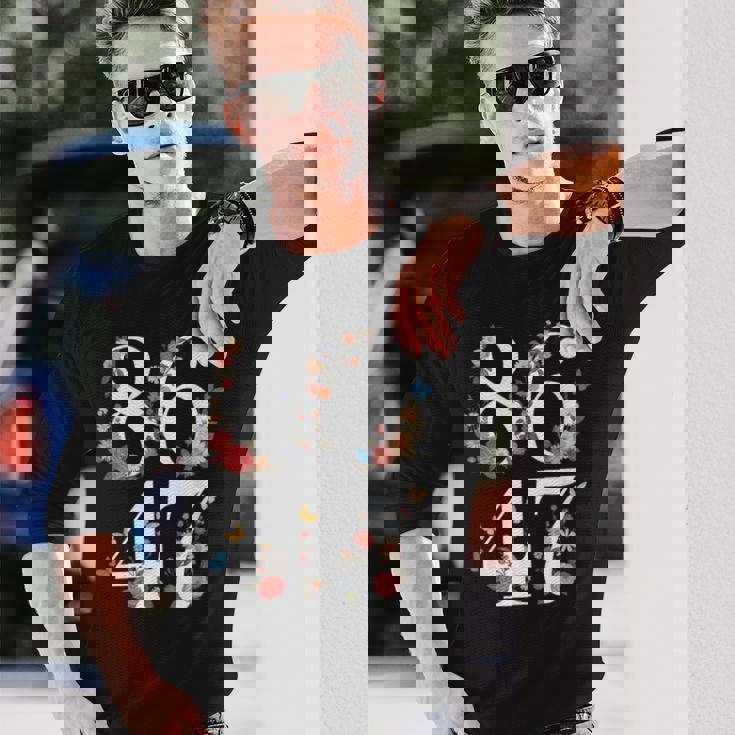 Political 8647 フローラル アンチトランプ 長袖Tシャツ 彼への贈り物