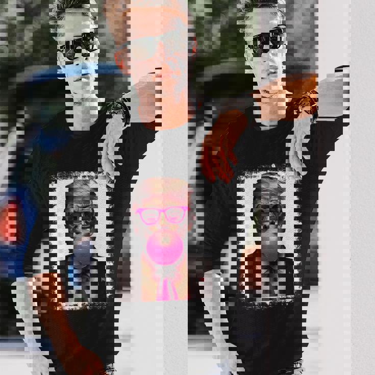 Pro Trump Bubble Gum Pink Glasses Donald Trump 長袖Tシャツ 彼への贈り物