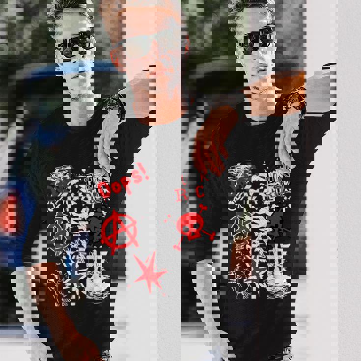 Punk's Not Dead ブラック&レッド 長袖Tシャツ 彼への贈り物