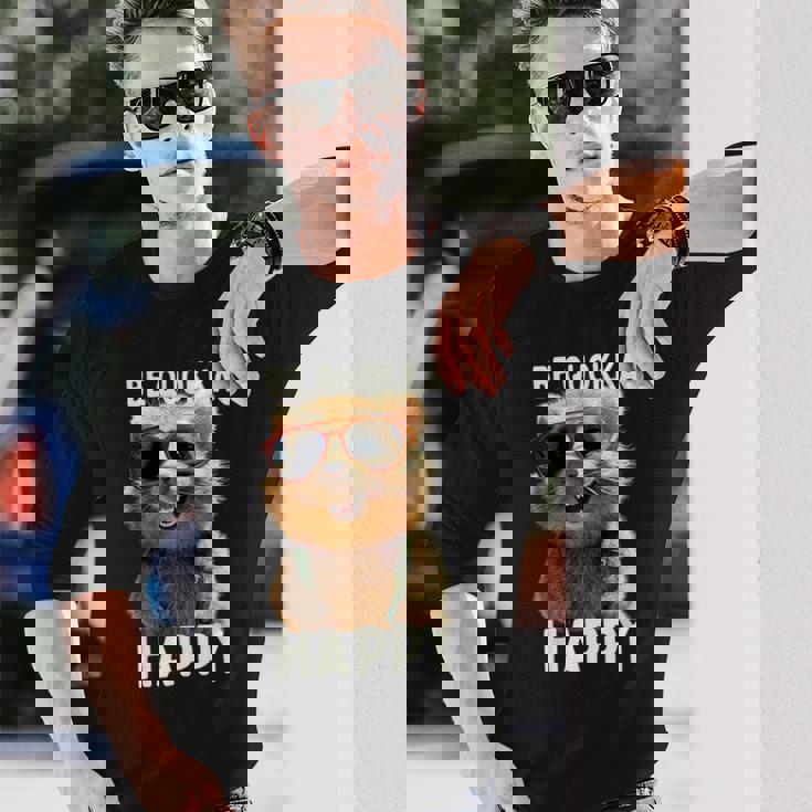 Be Quokka Happy クオッカ・ビー・クオッカ・ハッピー＆クオッカとスマイル 長袖Tシャツ 彼への贈り物