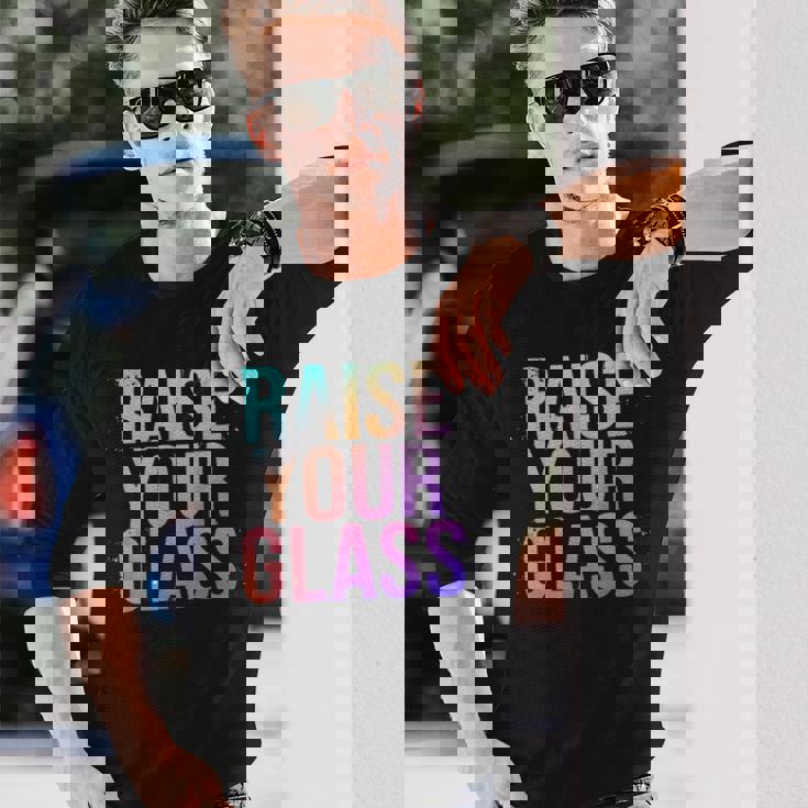 Raise Your Glass Pink Cheers Party 長袖Tシャツ 彼への贈り物