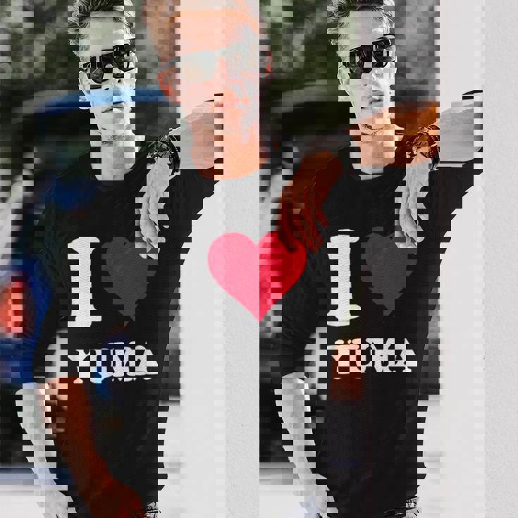 Red Heart I Love Yuma 長袖Tシャツ 彼への贈り物