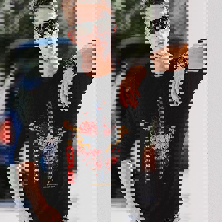 Redpider Lily And Japanese Anime Retro Oniamurai Mask 長袖Tシャツ 彼への贈り物