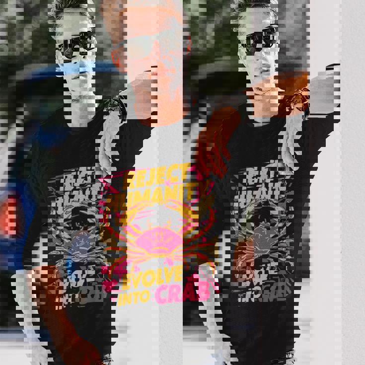 Reject Humanity Evolve To Crab ファニーカニ 長袖Tシャツ 彼への贈り物