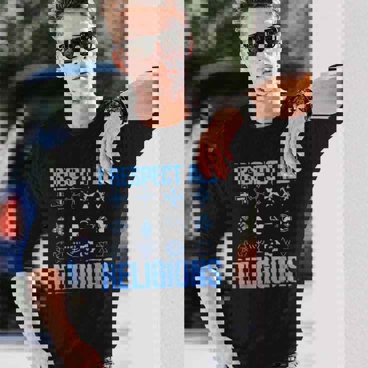 I Respect All Religions 精神性 寛容 受容 長袖Tシャツ 彼への贈り物