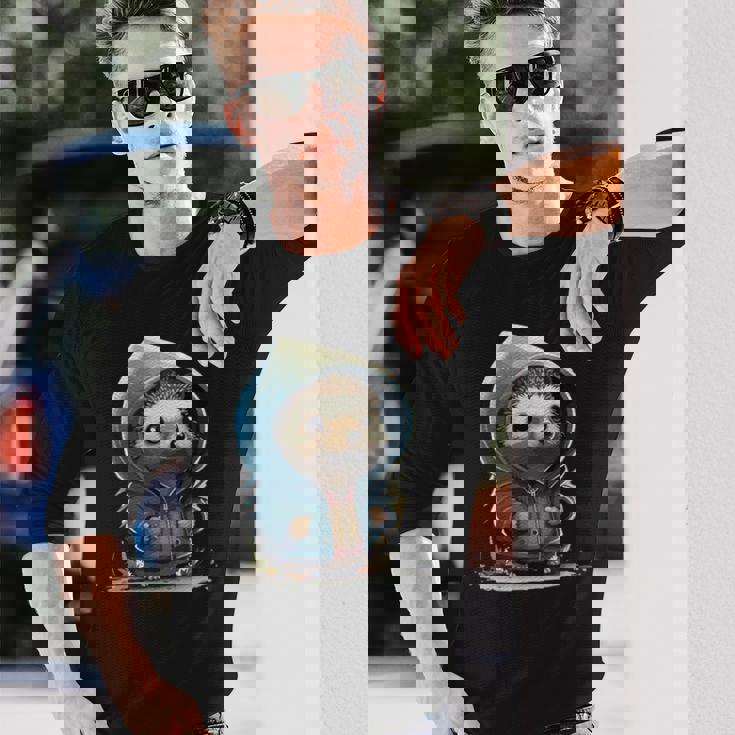 Retro Hedgehog レトロハリネズミ 長袖Tシャツ 彼への贈り物